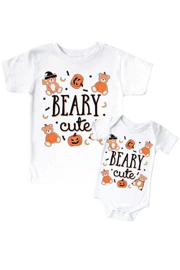 Beary Cute Graphic Bodysuit & Kids Tee | White
