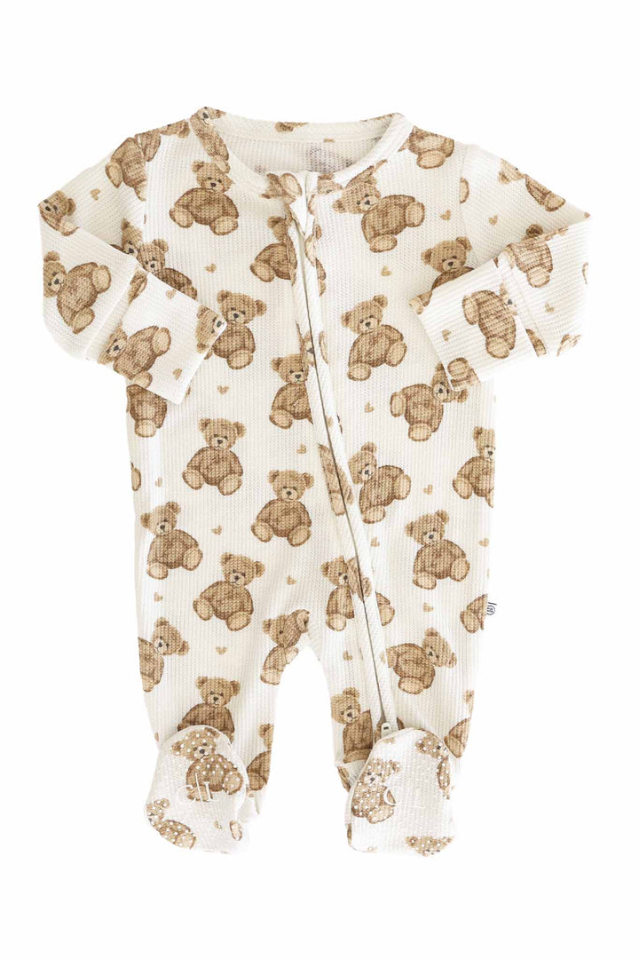 All Bamboo Waffle Zipper Footies