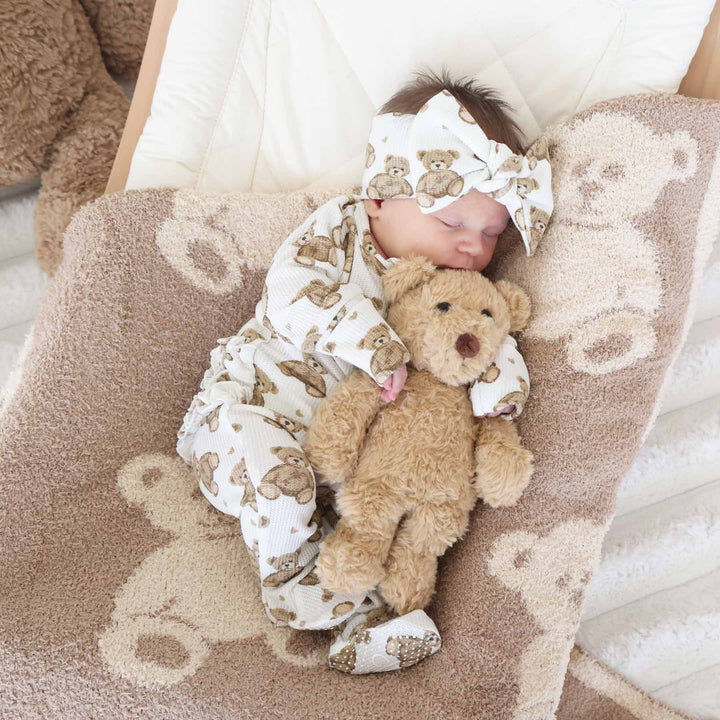 beary sweet ruffle zipper footie for girls 