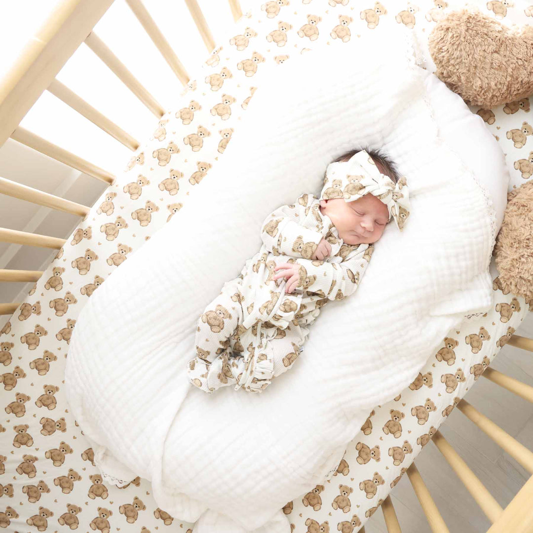 teddy bear bamboo waffle headwrap for girls 