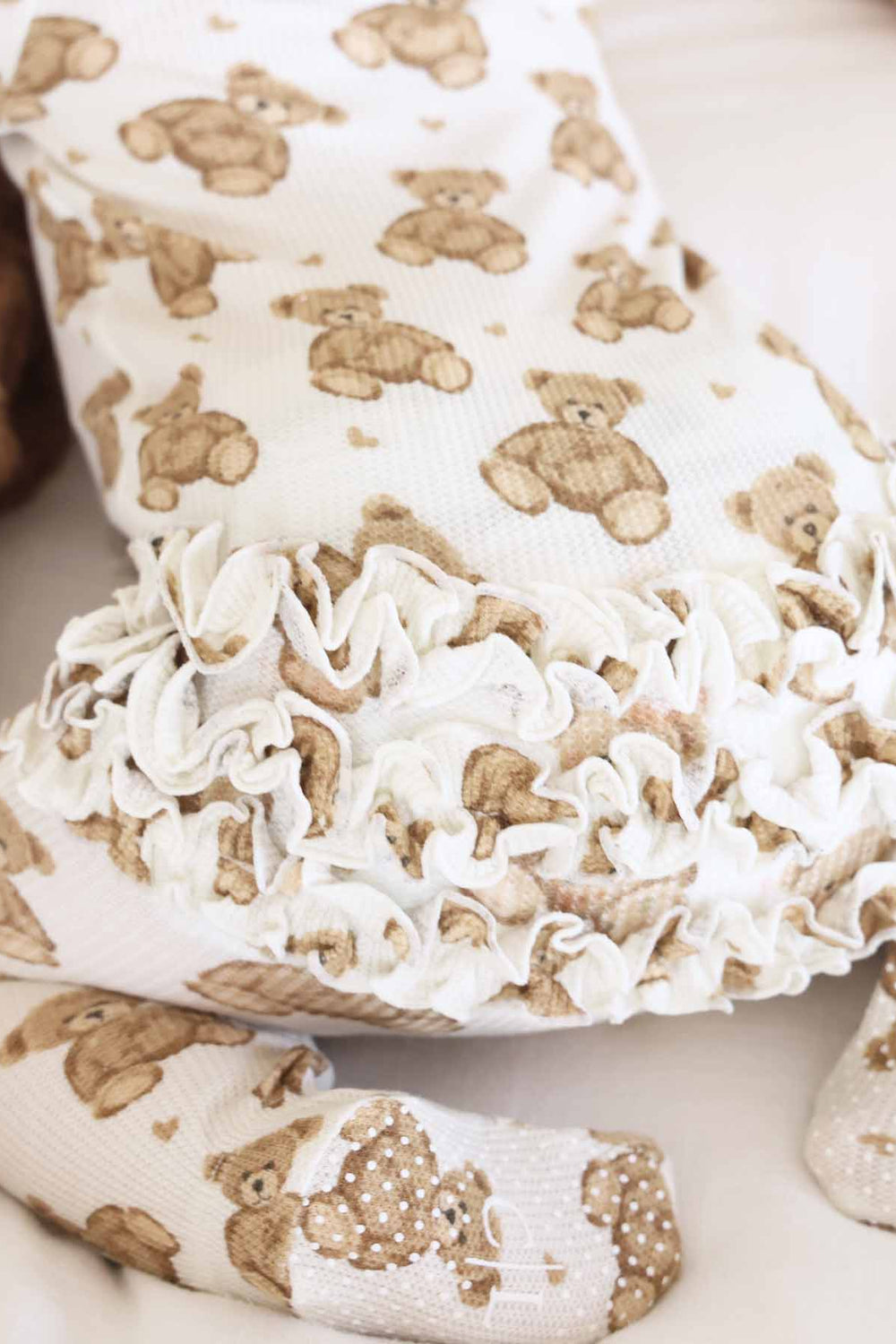bamboo waffle zipper ruffle footie for girls beary sweet