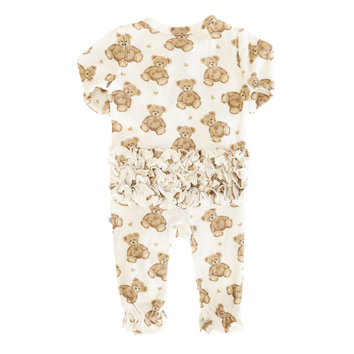 beary sweet bamboo waffle zipper ruffle footie for babies 