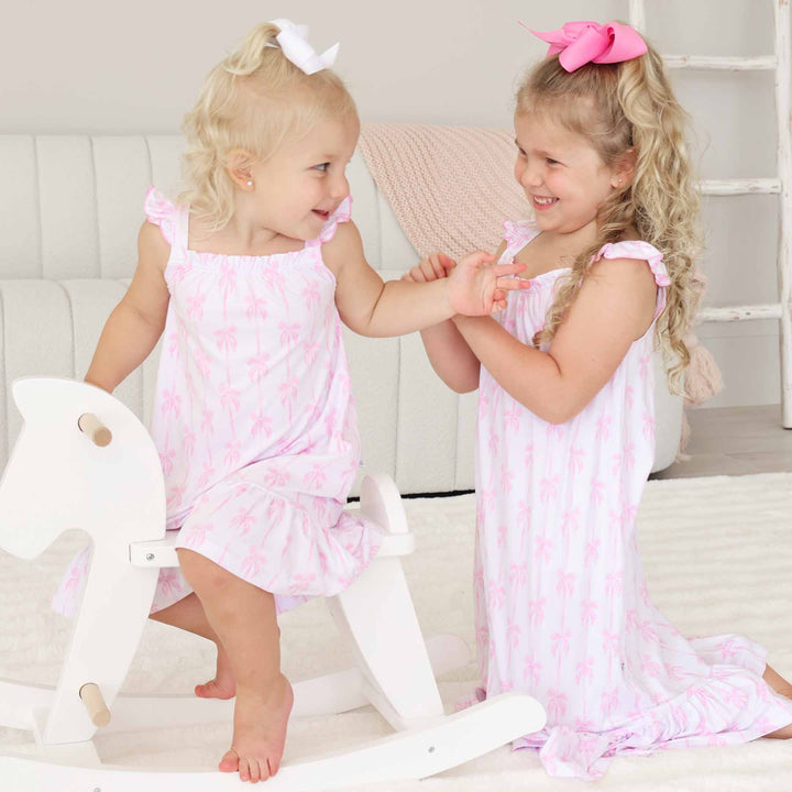 bow ruffle sleeve nightgown for girls 