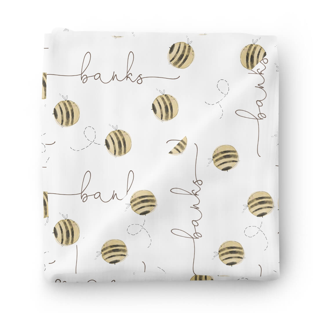 personalized swaddle blanket bees