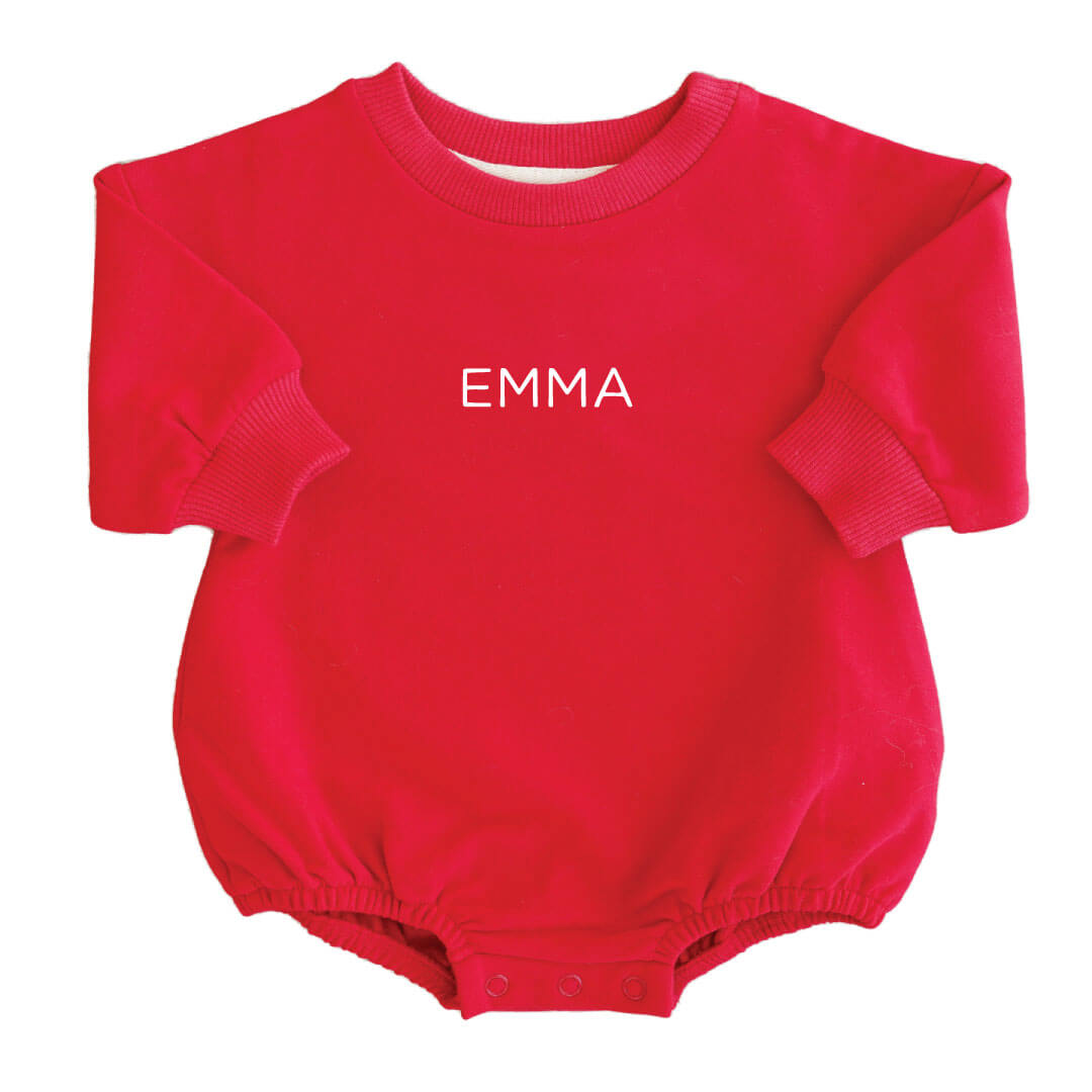 Personalized Sweatshirt Bubble Romper | Merry & Bright