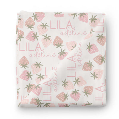 personalized swaddle with strawberries