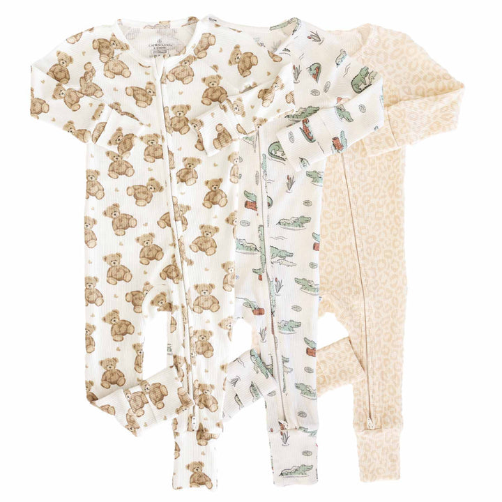 All Bamboo Waffle Convertible Zip Rompers