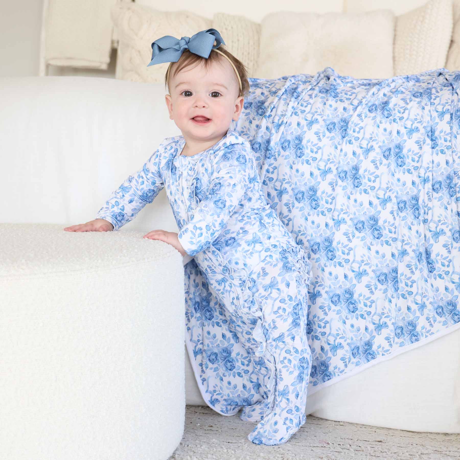 betsy's bloomd bamboo viscose ruffle zipper footie for girls 