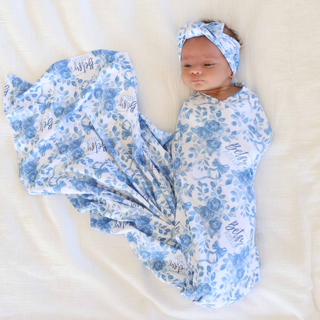 betsys blooms personalized swaddle blanket for girls 