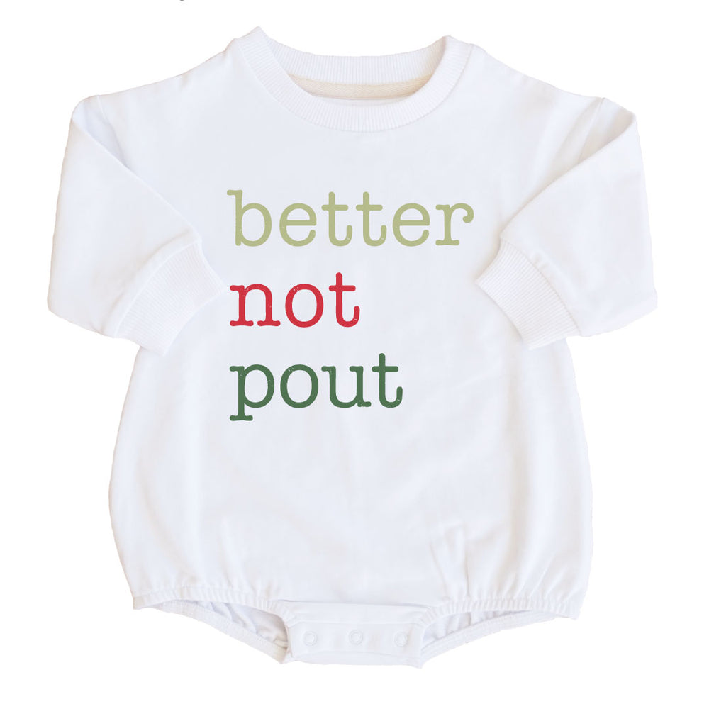 better not pout baby christmas long sleeve bubble romper