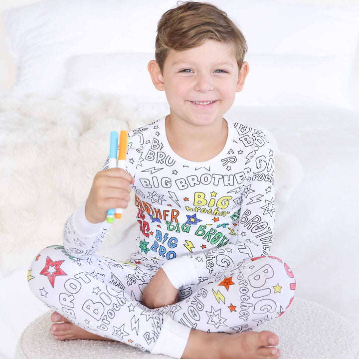 big bro colorable ids pajamas with lightning bolts and stars 
