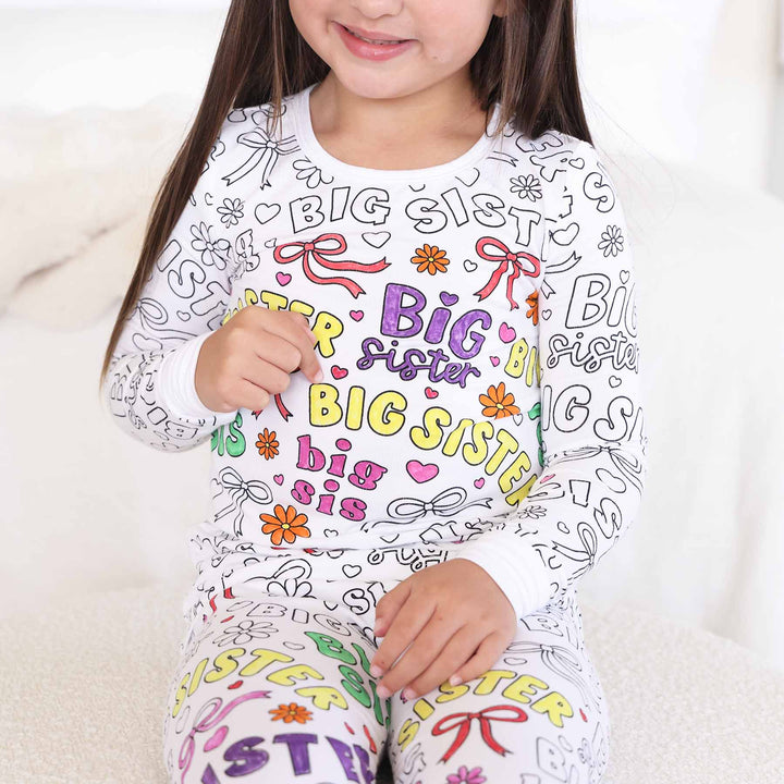 big sis colorable pajama set