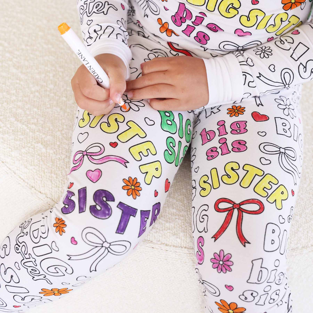 girls to piece pajama set with boys and hearts big sis 
