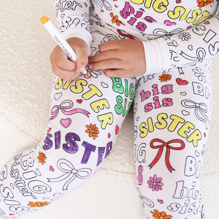 girls to piece pajama set with boys and hearts big sis 