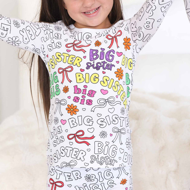 big sister colorable pajamas for girls 