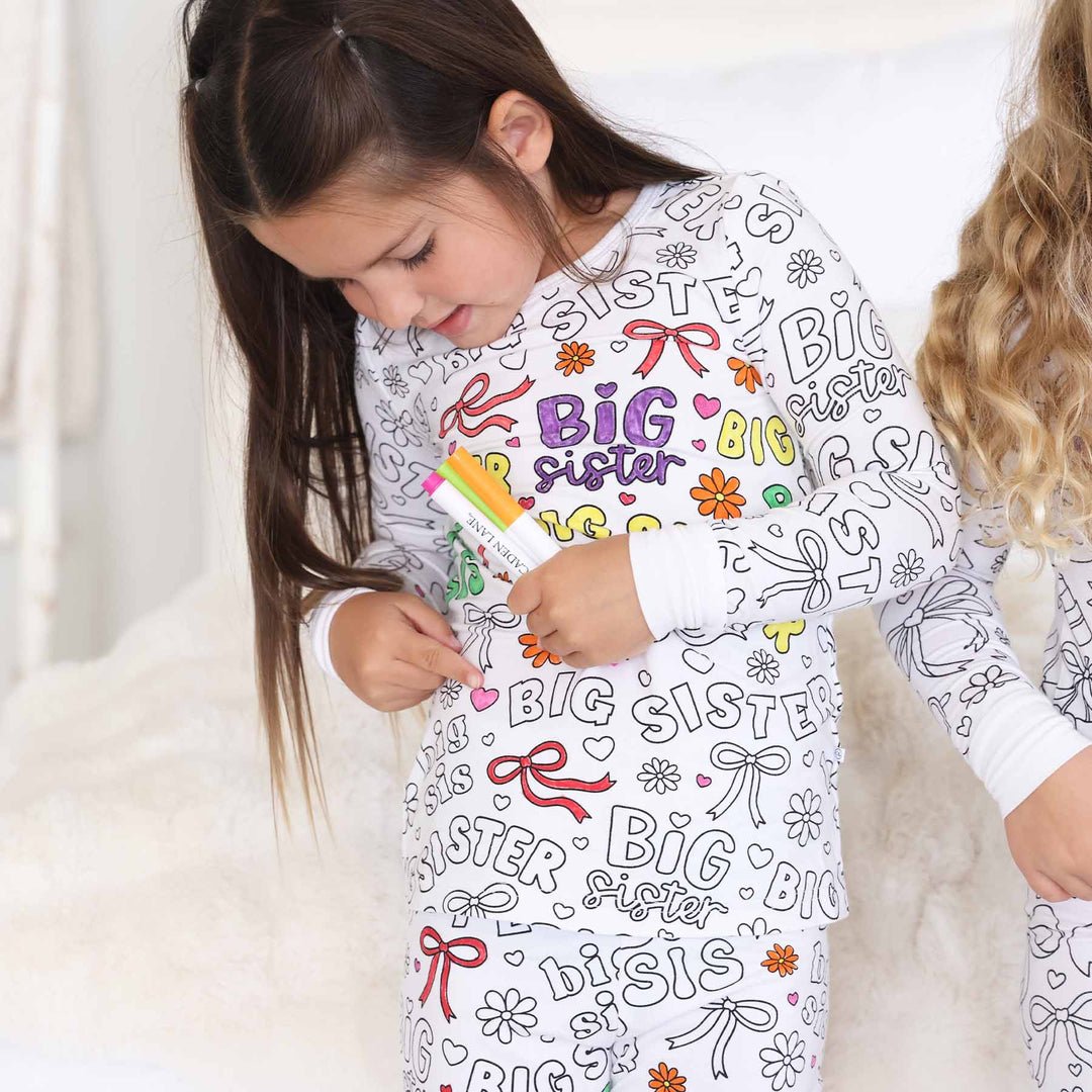 caden lane bamboo viscose two piece pajama set for girls big sis 