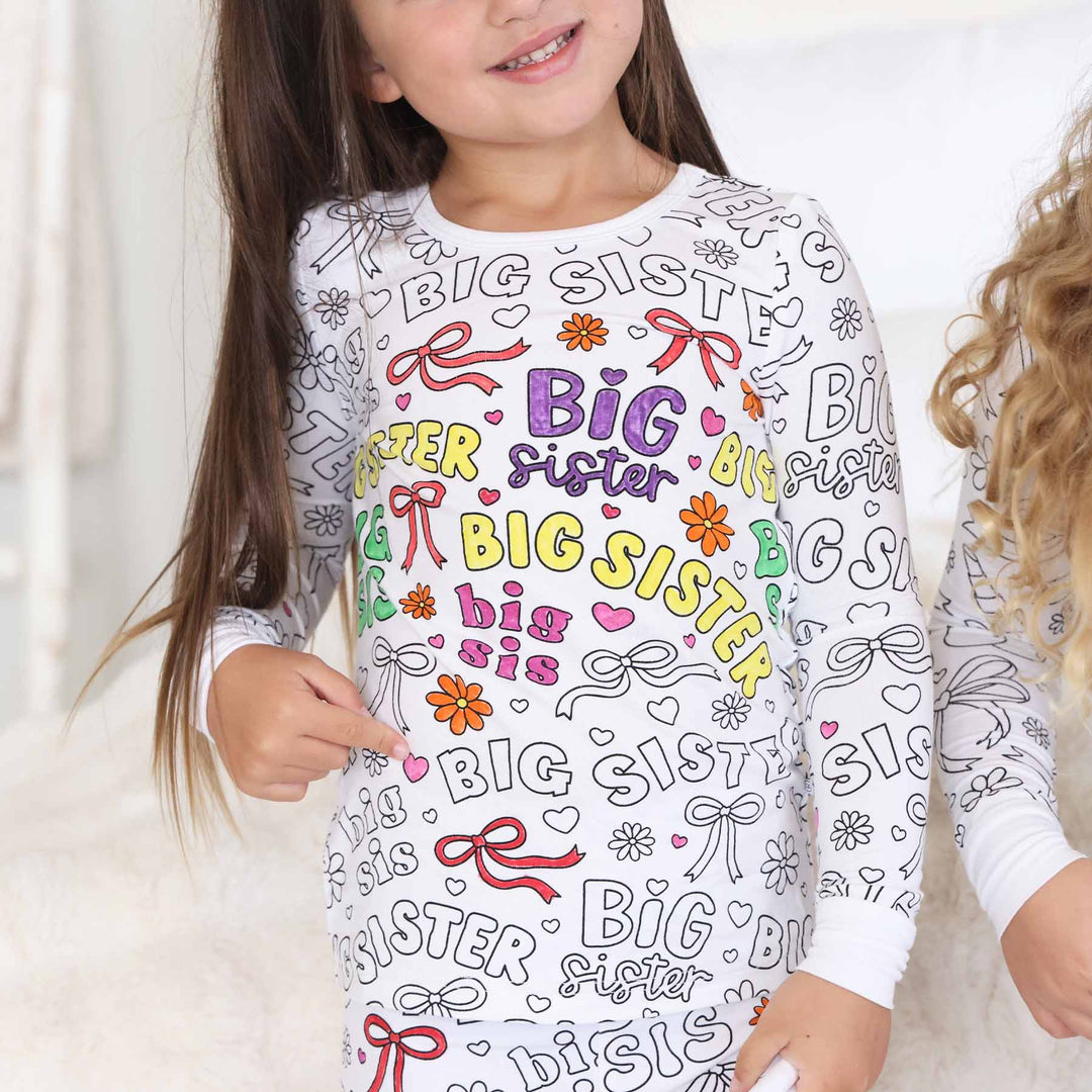 big sister colorable pajamas for girls 