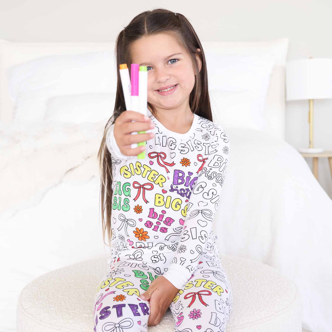 big sister colorable pajamas for girls 