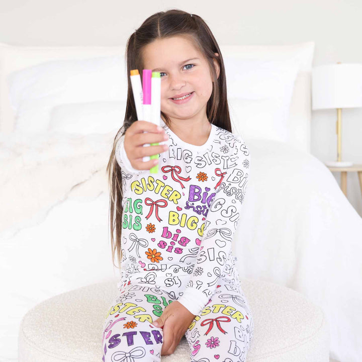 big sister colorable pajamas for girls 