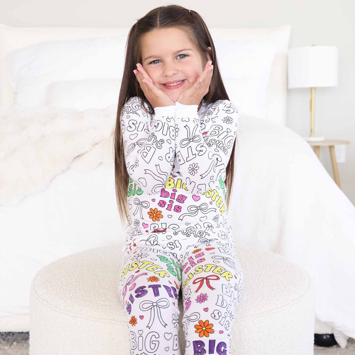 girl big sis colorable pajama set for girls 