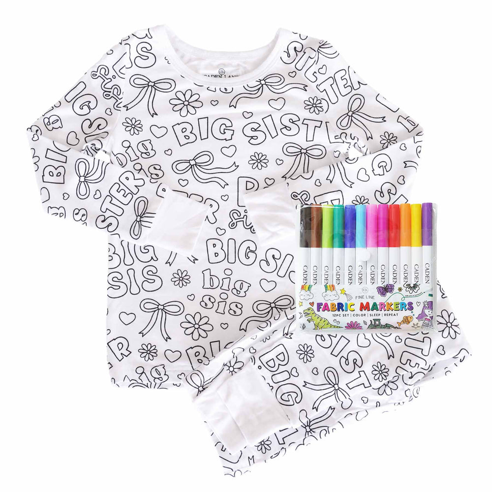 big sister colorable pajamas for kids 
