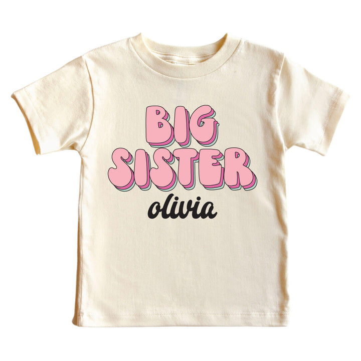 Personalized Big Sister Name Script Tee | Natural