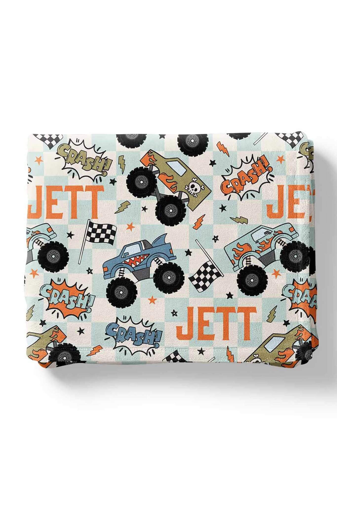 Big Wheelin' Personalized Kids Blanket