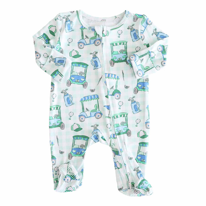 baby boy zipper footie pajama golf themed 