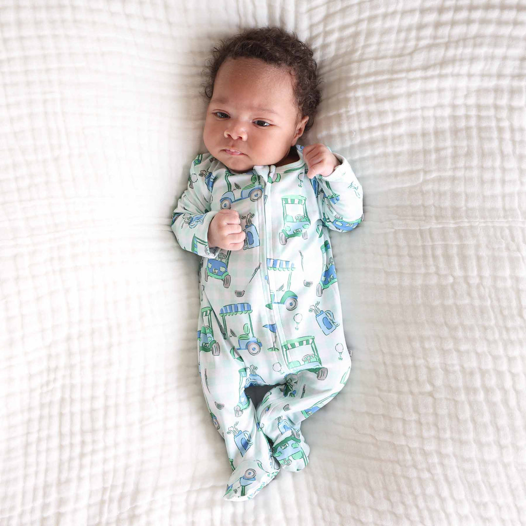 birdie babes green zipper footie for babies 