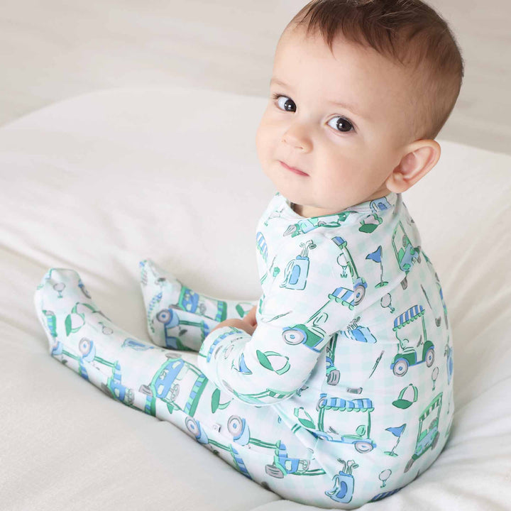 birdie babes blue zipper footie 