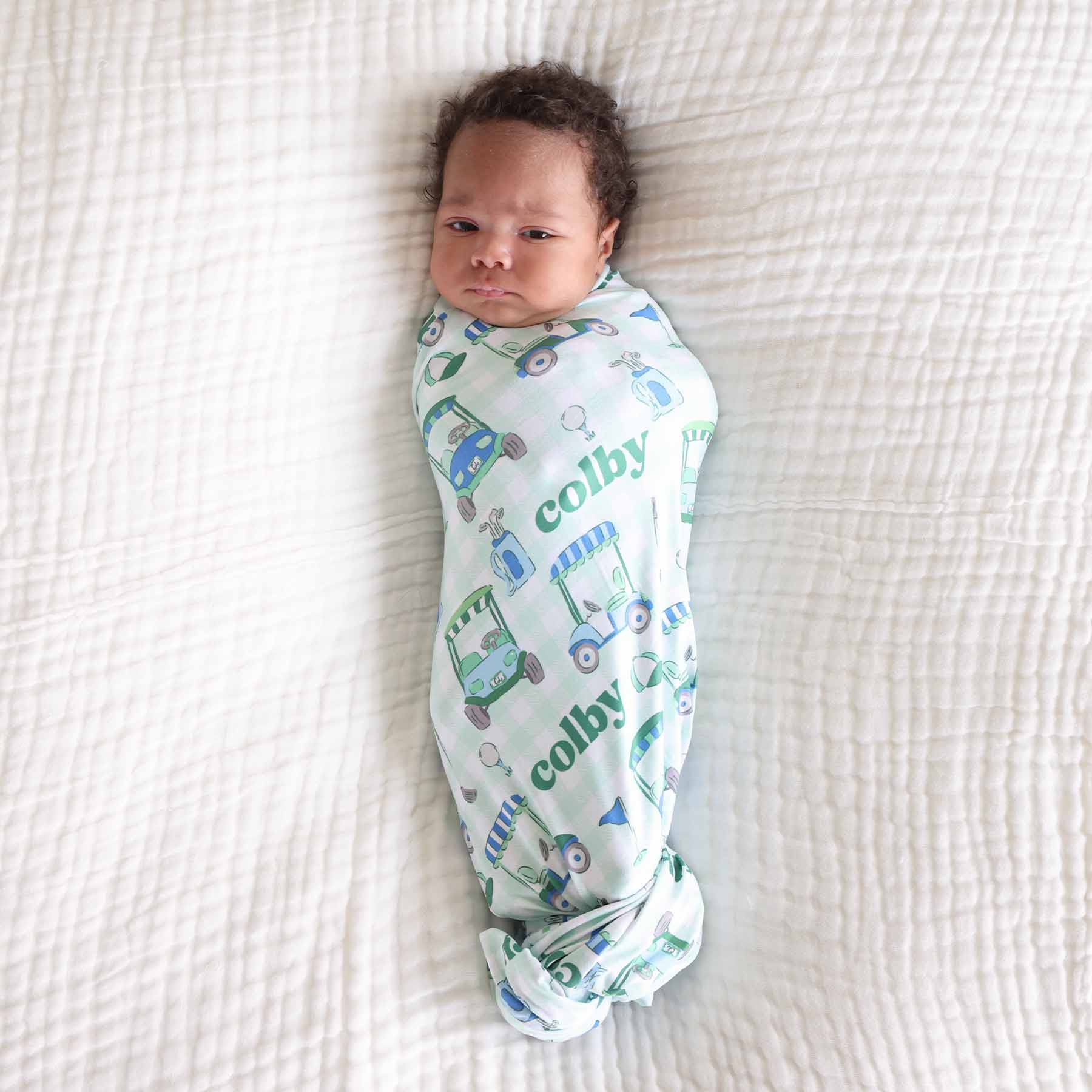 Birdie Babes Personalized Swaddle Blanket | Green