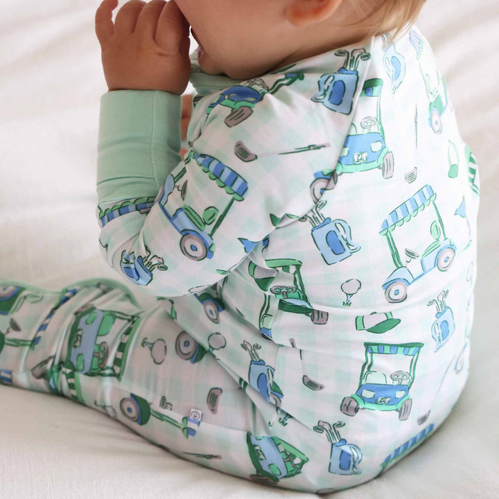 boy golf convertible zip romper 