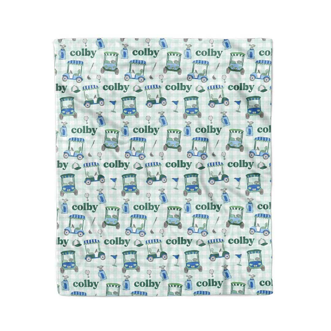 birdie babes green personalized name blanket for boys 