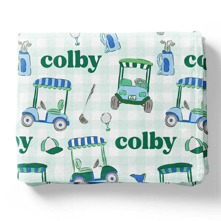 birdie babes green personalized blanket for boys 
