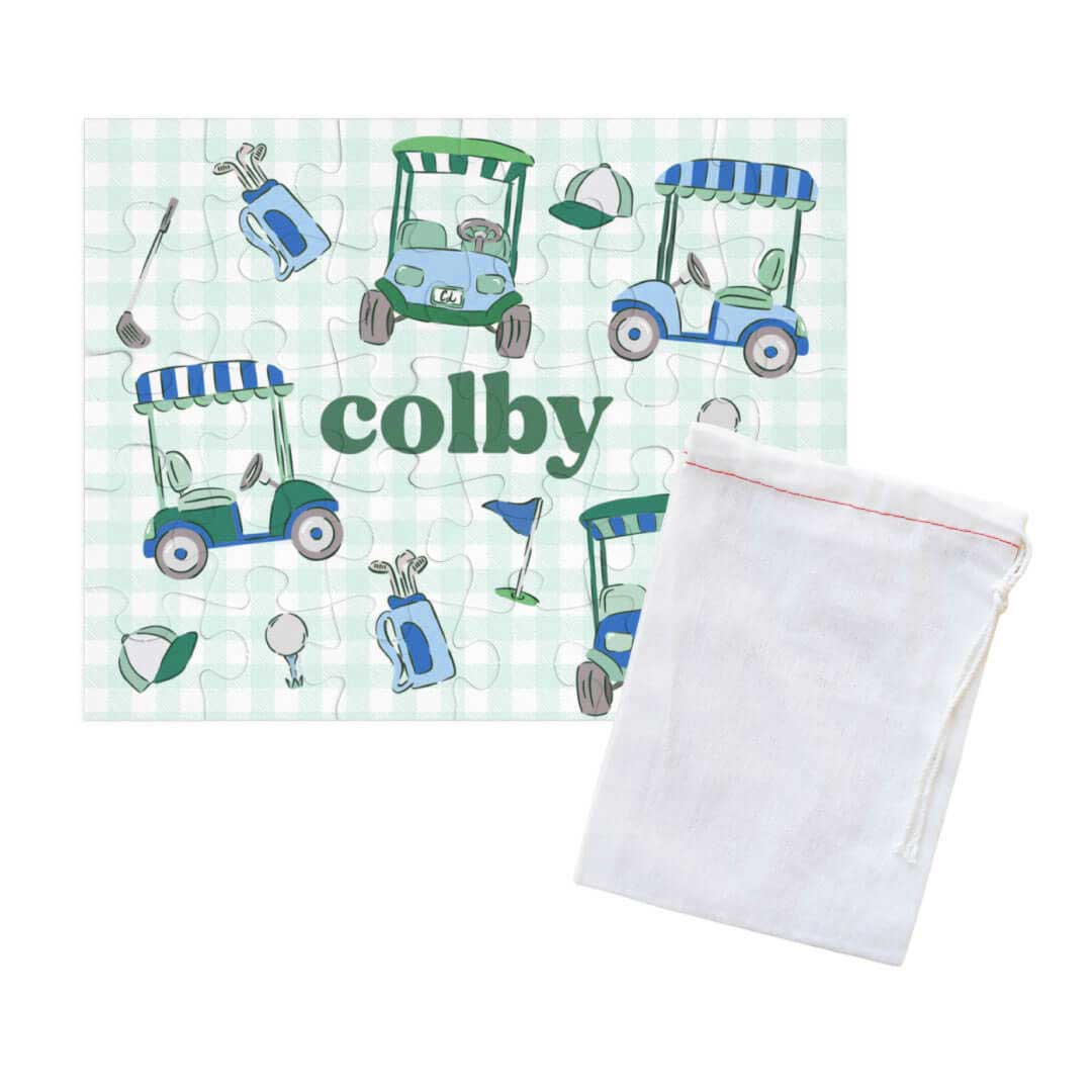 boys personalized golfing puzzle green