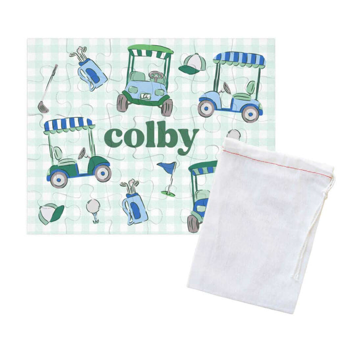 boys personalized golfing puzzle green