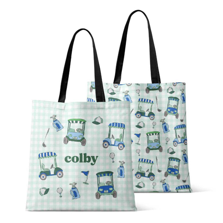 green personalized tote bag for boys 
