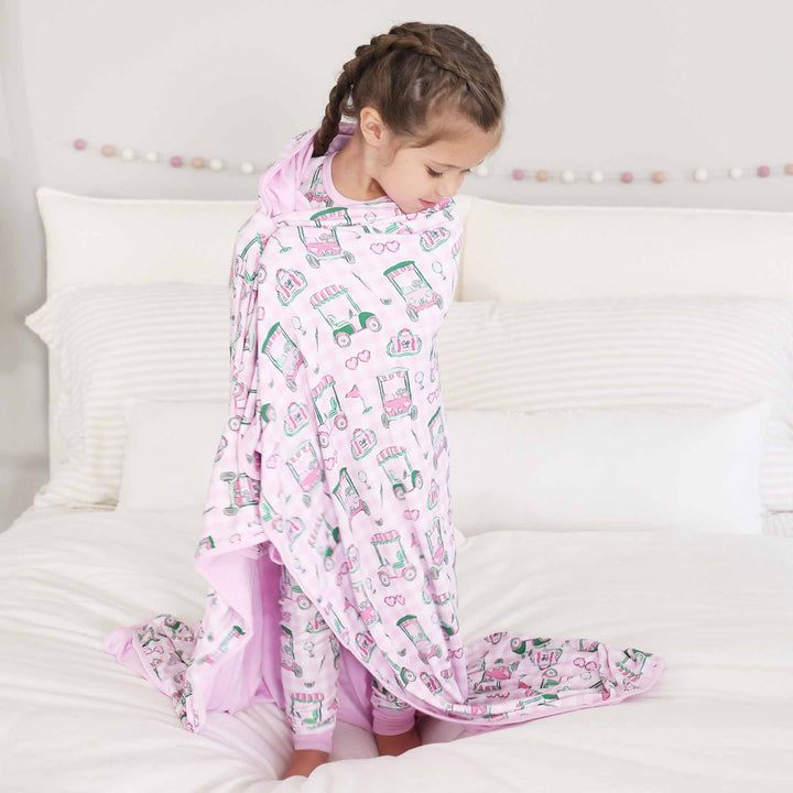 birdie babes pink double sided bamboo blanket for kids 