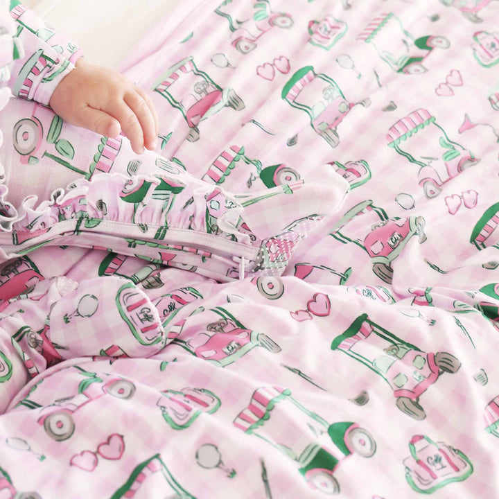 birdie babes pink double sided bamboo blanket 