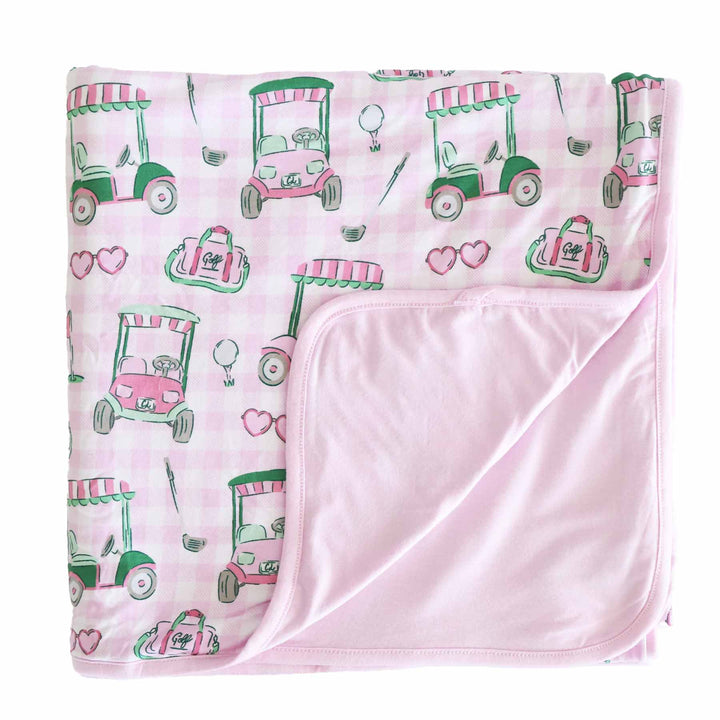 birdie babes double sided bamboo blanket pink 