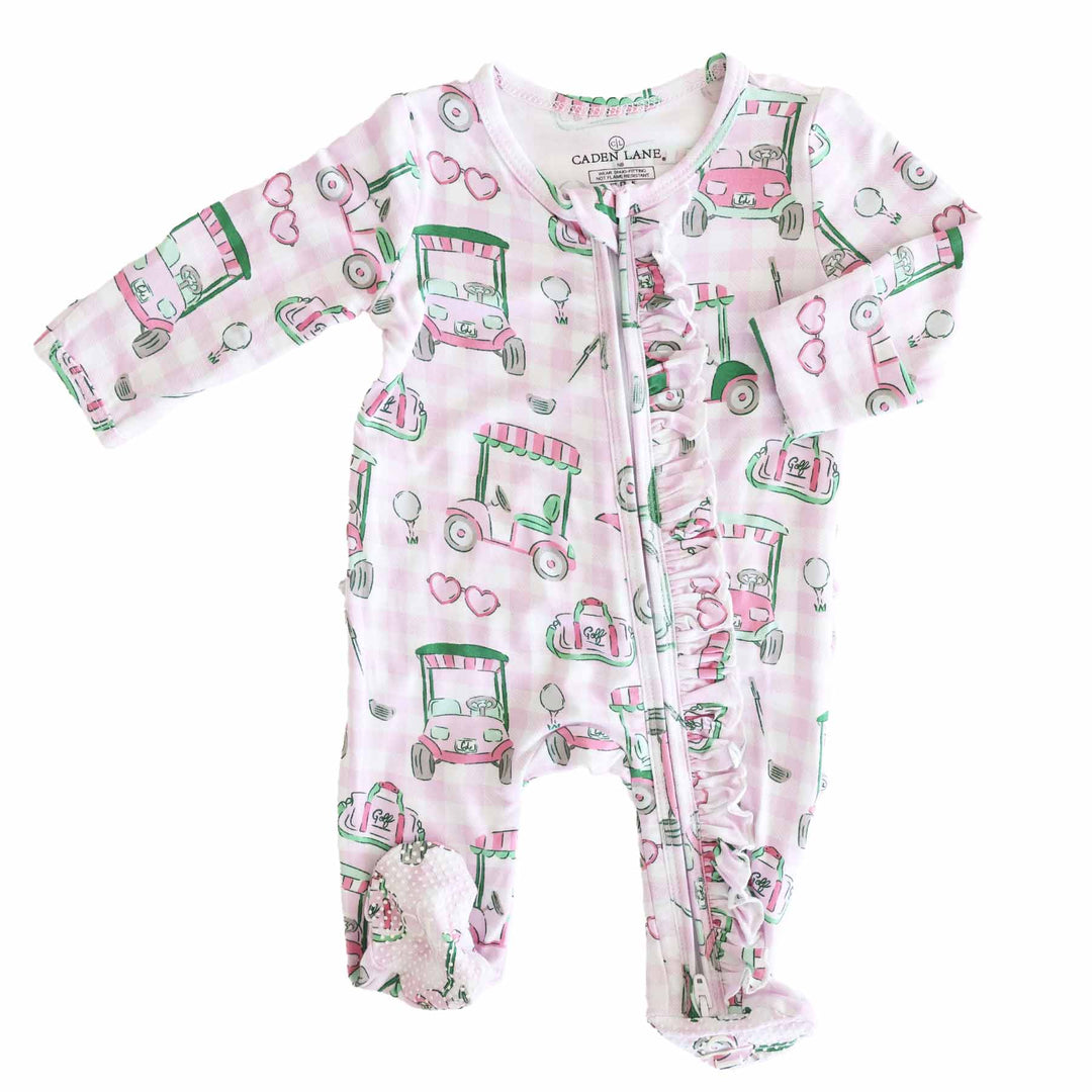 birdie babes ruffle zipper footie pajama for baby girls 