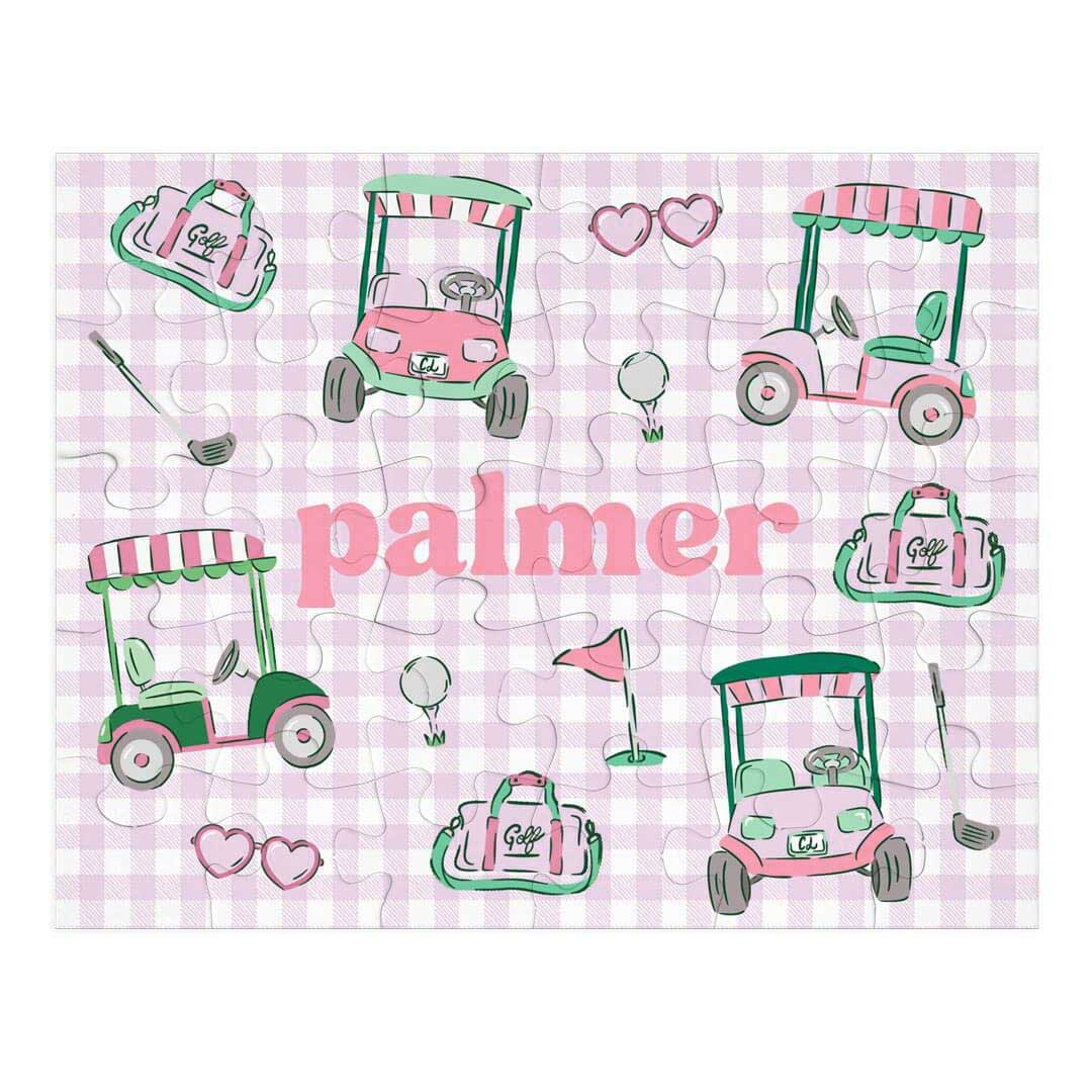 pink golf personalized puzzle for kids
