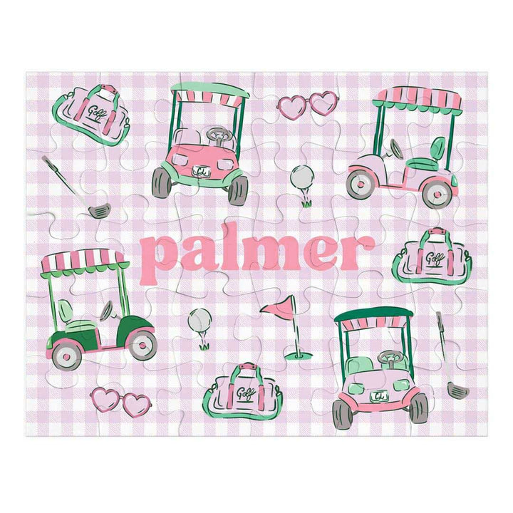 pink golf personalized puzzle for kids