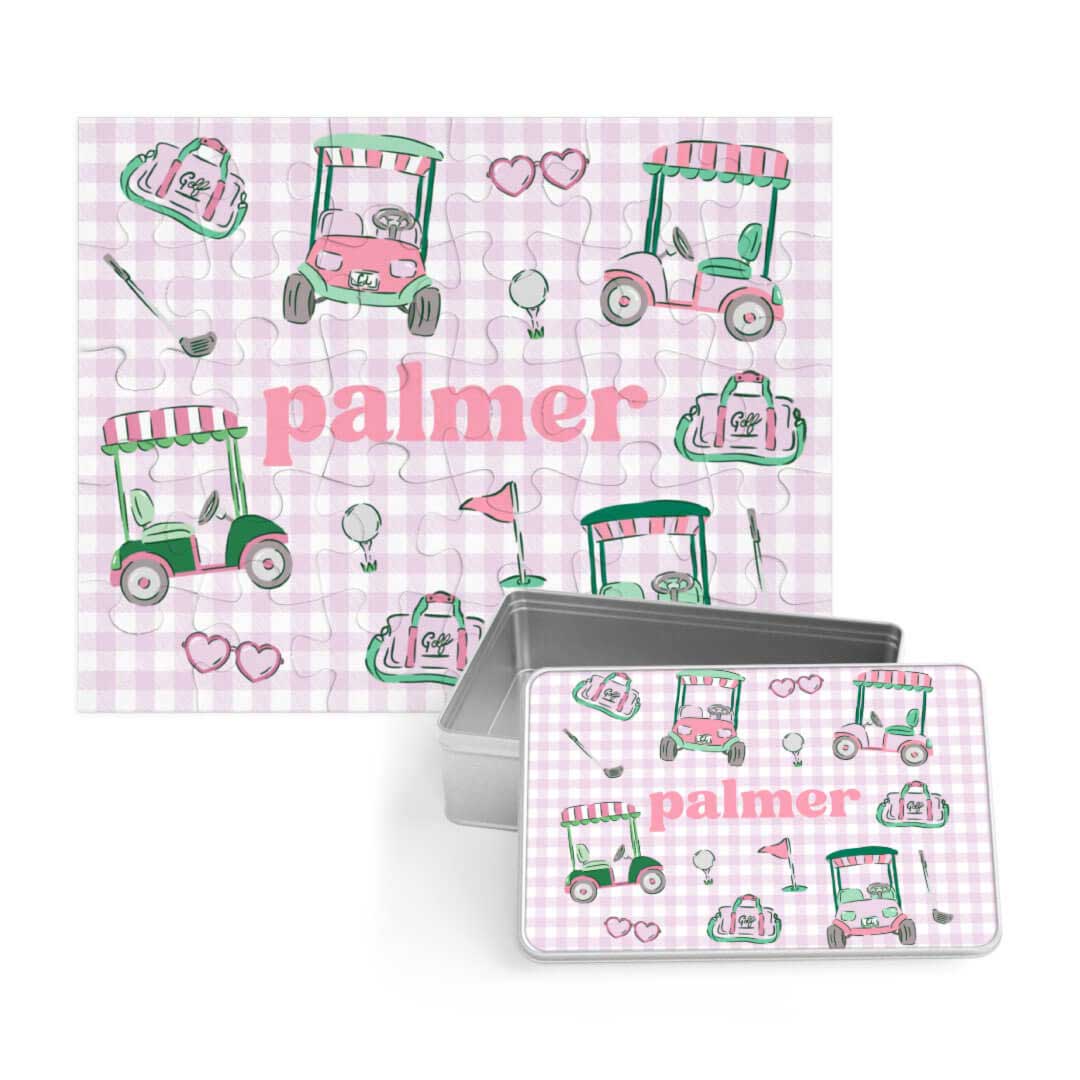 birdie babes pink personalized puzzle for kids with matching tin 