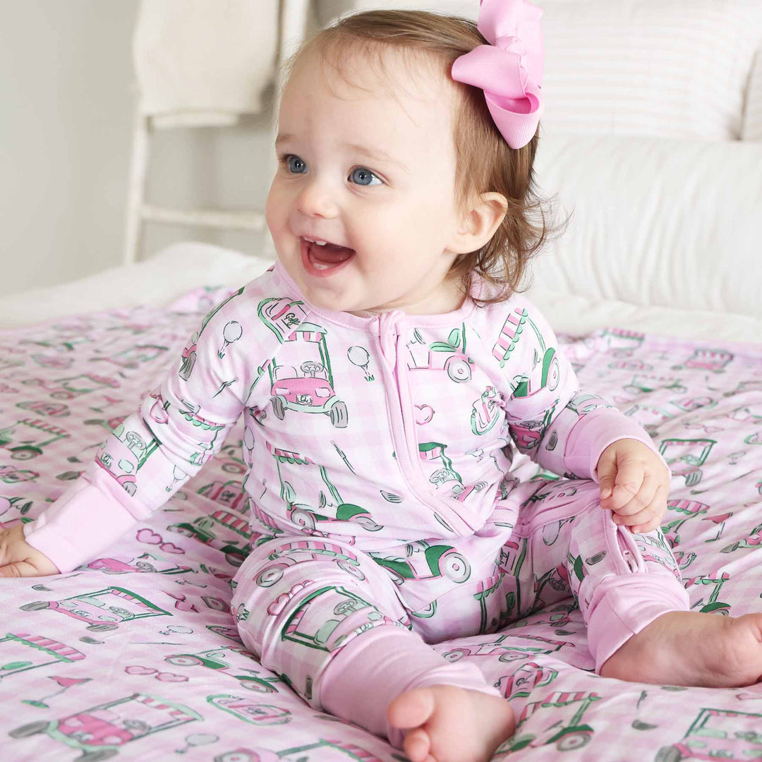 birdie babes pink convertible zip romper pajama golf