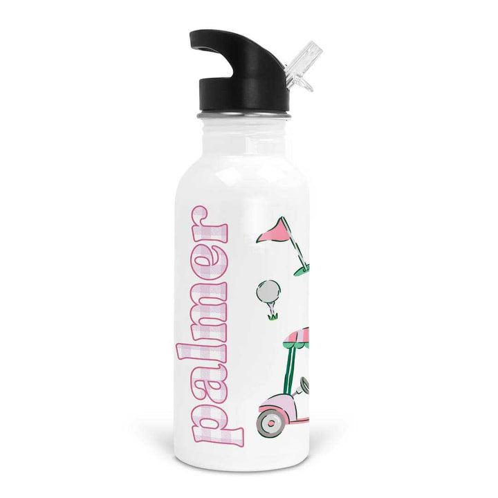 pink golf personalized water bottle for girls 