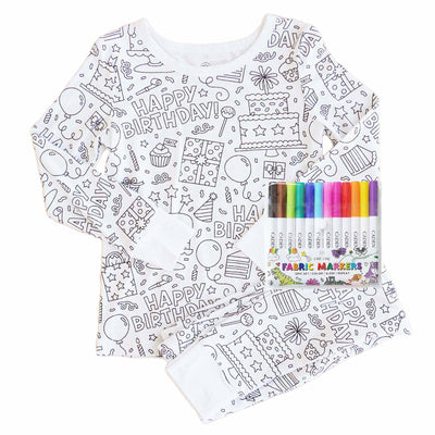 birthday themed colorable pajamas for kids 