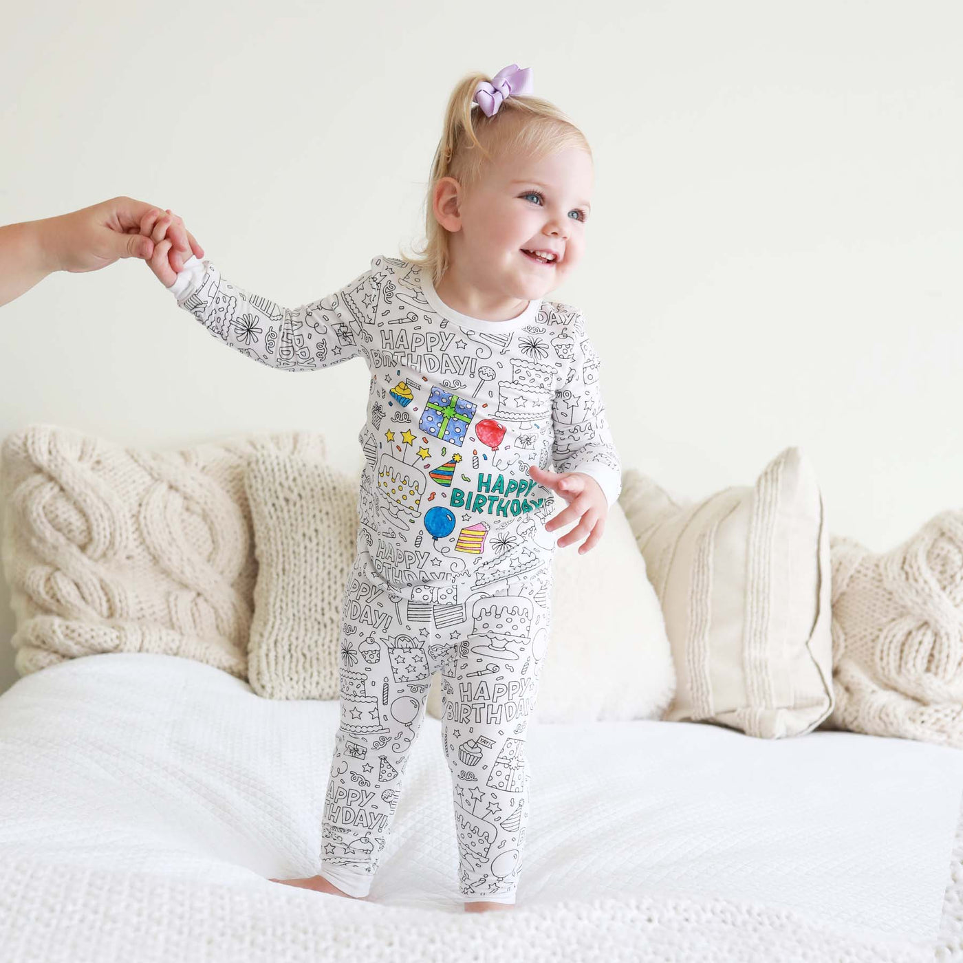 birthday colorable pajama set for kids 