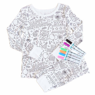 birthday color me pajamas with markers 