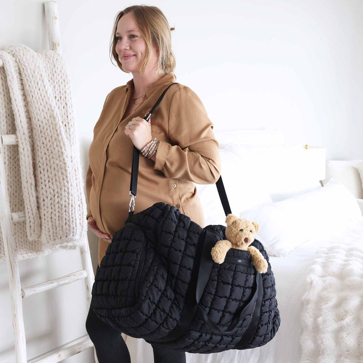 black quilted hospital bag 